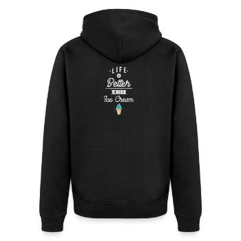 Leben ist besser mit Eiscreme Sommer Urlaub Freund - Unisex Premium Bio Zip Hoodie - Schwarz - Hinten - Nico (187cm)