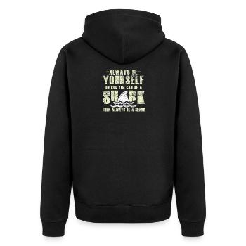 Hai Fisch Surfer Angeln Ozean Meer Geschenk - Unisex Premium Bio Zip Hoodie - Schwarz - Hinten - Nico (187cm)
