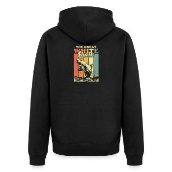 Requin poisson animal eau coloré cadeau mer océan - Veste à capuche bio Premium Unisexe - noir - Dos - Nico (187cm)