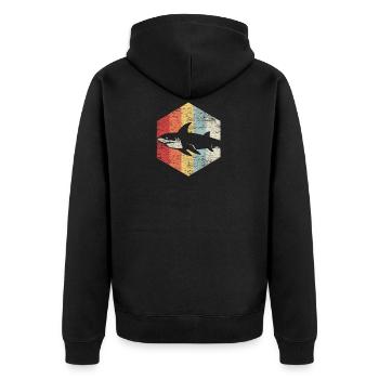 white shark fish sea animal gift predator - Unisex Premium Organic Zip Hoodie - black - Back - Nico (187cm)