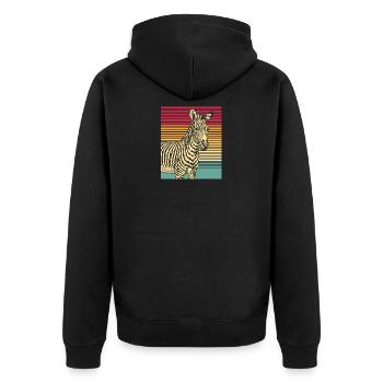 Zebra Retro Geschenk Tier Natur Safari Streifen. - Unisex Premium Bio Zip Hoodie - Schwarz - Hinten - Nico (187cm)