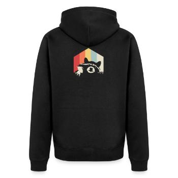 Raccoon Retro Colorful Colors Gift Forest Nature - Unisex Premium Organic Zip Hoodie - black - Back - Nico (187cm)