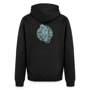 Seepferd Seepferdchen Fisch Meer Ozean Geschenk - Unisex Premium Bio Zip Hoodie - Schwarz - Hinten - Nico (187cm)