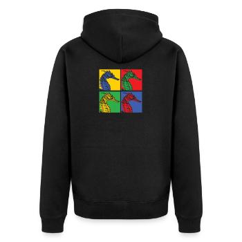 Hippocampe hippocampe poisson mer océan pop art - Veste à capuche bio Premium Unisexe - noir - Dos - Nico (187cm)
