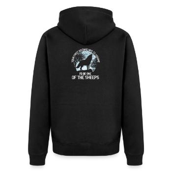 Wolf Silhouette Nebel Wald Geschenk heulen - Unisex Premium Bio Zip Hoodie - Schwarz - Hinten - Nico (187cm)