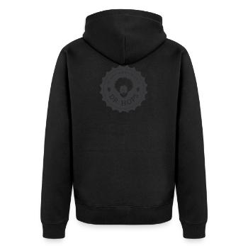 170402 Logo ohne Hintergrund - Unisex Premium Bio Zip Hoodie - Schwarz - Hinten - Nico (187cm)