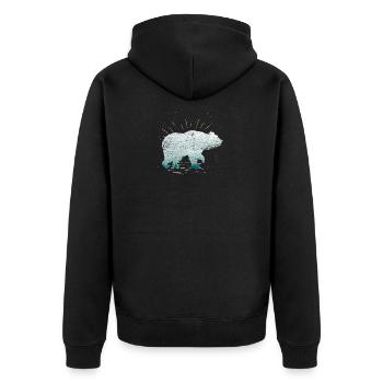 Forest bear gift vintage animal predator fish - Unisex Premium Organic Zip Hoodie - black - Back - Nico (187cm)