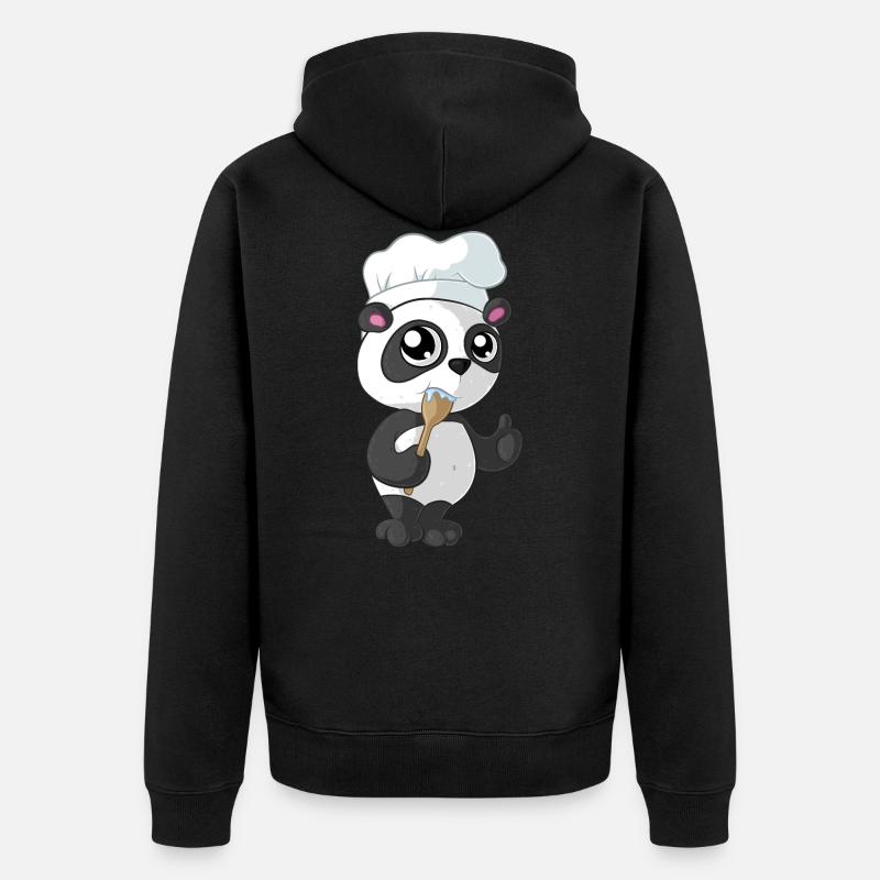 Kochender Comic Panda - Unisex Premium Bio Zip Hoodie - Schwarz