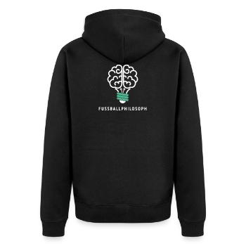 Fussballphilosoph Bold Edition - Unisex Premium Bio Zip Hoodie - Schwarz - Hinten - Nico (187cm)