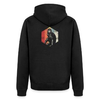 Affe Banane Geschenk essen gelb süß Hunger Tier - Unisex Premium Bio Zip Hoodie - Schwarz - Hinten - Nico (187cm)