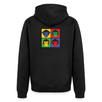 Affen Pop Art Geschenk Tier Gorilla Schimpansen - Unisex Premium Bio Zip Hoodie - Schwarz - Hinten - Nico (187cm)