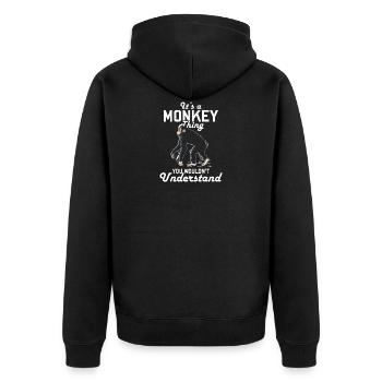 Affe Banane Tier Geschenk Affen Natur Klettern - Unisex Premium Bio Zip Hoodie - Schwarz - Hinten - Nico (187cm)