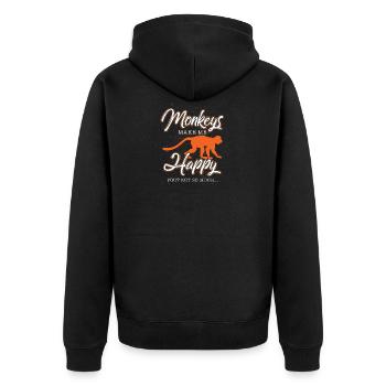 Monkeys make me happy animal gift idea - Unisex Premium Organic Zip Hoodie - black - Back - Nico (187cm)
