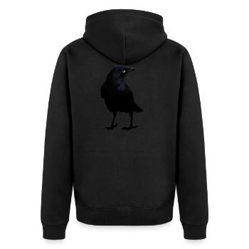 raven - Unisex Premium Organic Zip Hoodie - black - Back - Nico (187cm)