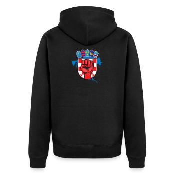 Kroatien - Unisex Premium Bio Zip Hoodie - Schwarz - Hinten - Nico (187cm)