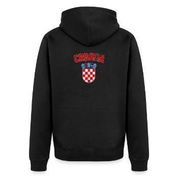 Kroatien - Unisex Premium Bio Zip Hoodie - Schwarz - Hinten - Nico (187cm)