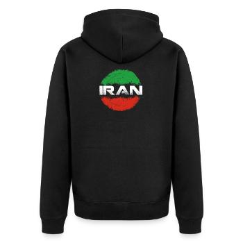 Iran - Unisex Premium Organic Zip Hoodie - black - Back - Nico (187cm)
