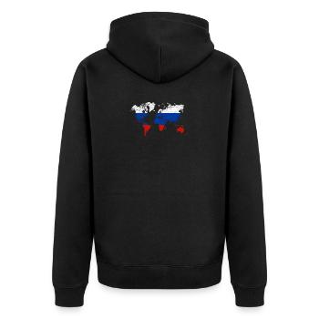 Russland Weltkarte - Unisex Premium Bio Zip Hoodie - Schwarz - Hinten - Nico (187cm)