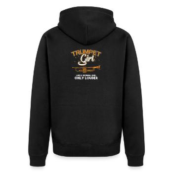 Trompete Mädchen Instrument Musik Noten Geschenk - Unisex Premium Bio Zip Hoodie - Schwarz - Hinten - Nico (187cm)