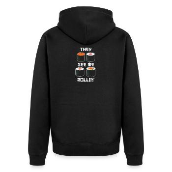 Sushi japan gift - Unisex Premium Organic Zip Hoodie - black - Back - Nico (187cm)
