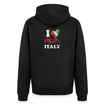 Italy - Unisex Premium Organic Zip Hoodie - black - Back - Nico (187cm)