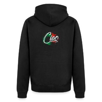 Italien Ciao Flagge Rom Geschenk Nation Pizza - Unisex Premium Bio Zip Hoodie - Schwarz - Hinten - Nico (187cm)