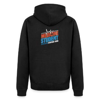 Medizin Student Arzt Doktor Geschenk - Unisex Premium Bio Zip Hoodie - Schwarz - Hinten - Nico (187cm)