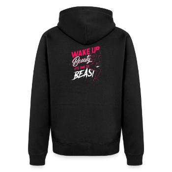 Sport Training Woman Girl Gift Squat - Unisex Premium Organic Zip Hoodie - black - Back - Nico (187cm)