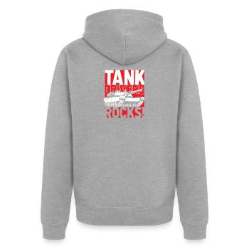 Panzer - Unisex Premium Bio Zip Hoodie - Grau meliert - Hinten - Nico (187cm)