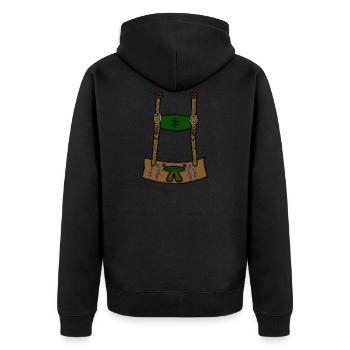 Lederhose - Unisex Premium Bio Zip Hoodie - Schwarz - Hinten - Nico (187cm)