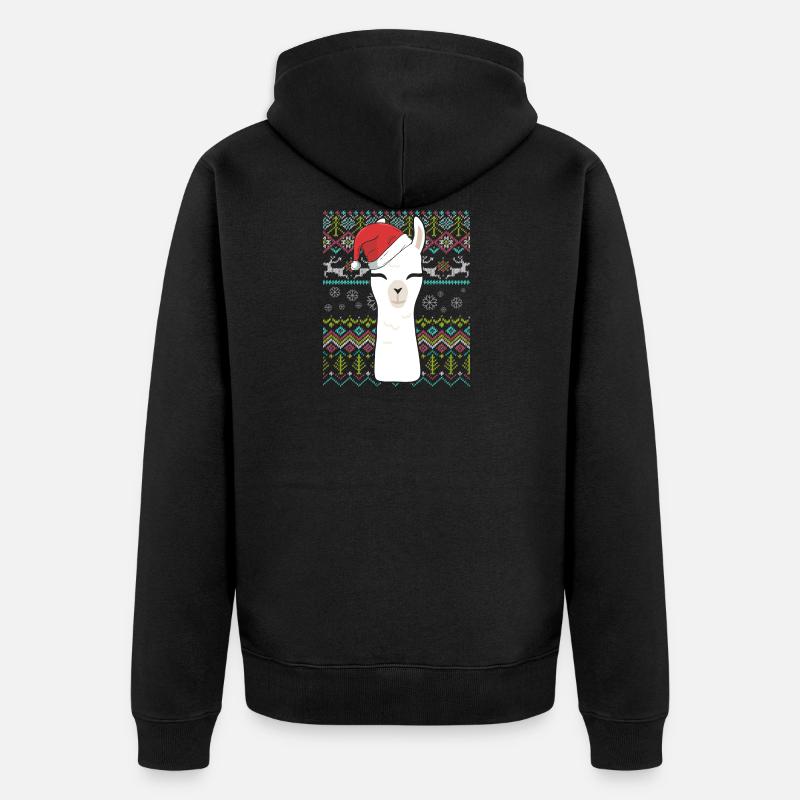 Lama de Noël - Veste à capuche bio Premium Unisexe - noir