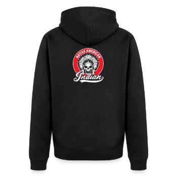 Indianer - Unisex Premium Bio Zip Hoodie - Schwarz - Hinten - Nico (187cm)