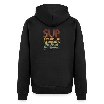 SUP - Unisex Premium Bio Zip Hoodie - Schwarz - Hinten - Nico (187cm)