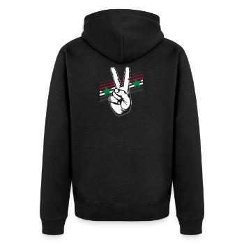 Syrien Flagge Frieden Zeichen Peacezeichen - Unisex Premium Bio Zip Hoodie - Schwarz - Hinten - Nico (187cm)