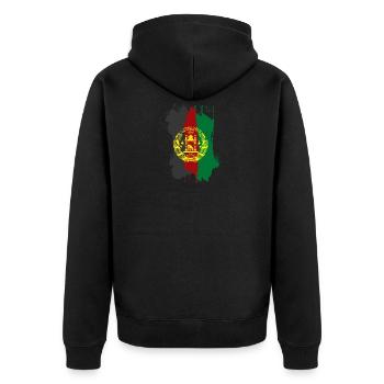 Afghanistan Flagge - Unisex Premium Bio Zip Hoodie - Schwarz - Hinten - Nico (187cm)