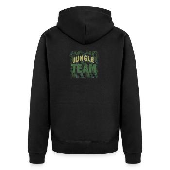 Team Dschungel - Unisex Premium Bio Zip Hoodie - Schwarz - Hinten - Nico (187cm)