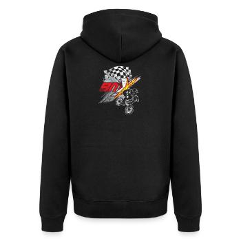 BMX Fahrrad fahren Geschenk - Unisex Premium Bio Zip Hoodie - Schwarz - Hinten - Nico (187cm)