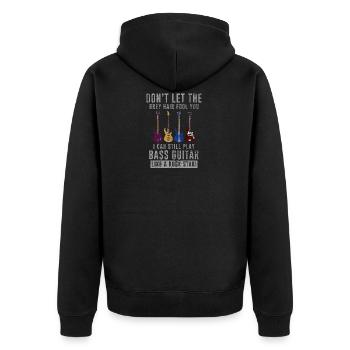 Musik Bass Gitarre Instrument Bassist Graue Haare - Unisex Premium Bio Zip Hoodie - Schwarz - Hinten - Nico (187cm)