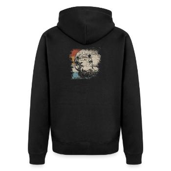 Nilpferd - Unisex Premium Bio Zip Hoodie - Schwarz - Hinten - Nico (187cm)