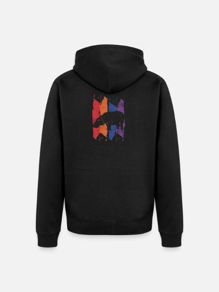 hippopotamus - Unisex Premium Organic Zip Hoodie - black