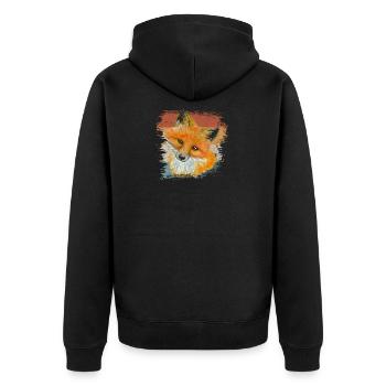 Fuchs - Unisex Premium Bio Zip Hoodie - Schwarz - Hinten - Nico (187cm)