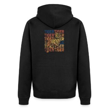 Tiger - Unisex Premium Bio Zip Hoodie - Schwarz - Hinten - Nico (187cm)