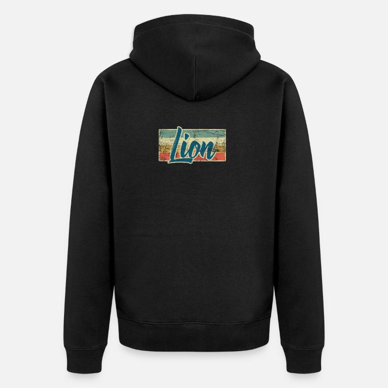 Löwe - Unisex Premium Bio Zip Hoodie - Schwarz