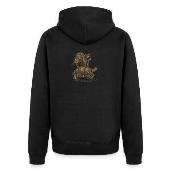 Raccoon and turtle - Unisex Premium Organic Zip Hoodie - black - Back - Nico (187cm)