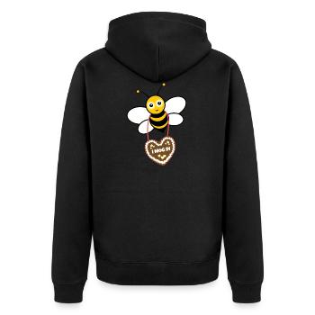 verliebte Biene auf dem - Unisex Premium Bio Zip Hoodie - Schwarz - Hinten - Nico (187cm)