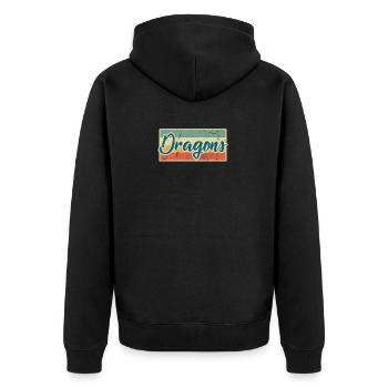 Drache Mythologie Märchen Fabelwesen Geschenk - Unisex Premium Bio Zip Hoodie - Schwarz - Hinten - Nico (187cm)