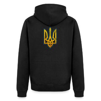 Ukraine - Unisex Premium Bio Zip Hoodie - Schwarz - Hinten - Nico (187cm)