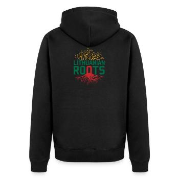 Lithuania - Unisex Premium Organic Zip Hoodie - black - Back - Nico (187cm)