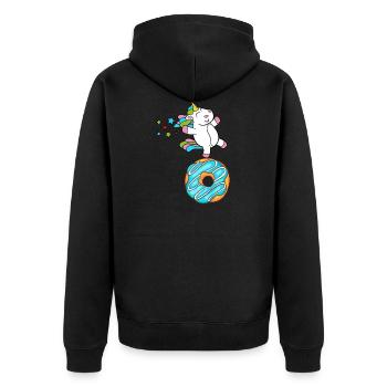 Donuts Confiserie Cookie Törtchen Kuchen Torten - Unisex Premium Bio Zip Hoodie - Schwarz - Hinten - Nico (187cm)