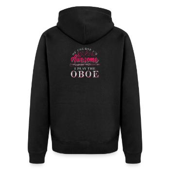 Oboe Geschenkidee - Unisex Premium Bio Zip Hoodie - Schwarz - Hinten - Nico (187cm)